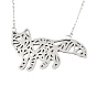 201 Stainless Steel Pendant Necklaces, with Cable Chains, Fox