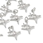SHEGRACE Brass Pave Clear Cubic Zirconia Pendants, Star Charms, with Jump Ring, Cadmium Free & Lead Free & Nickel Free