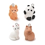 Animal Theme Opaque Resin Pendants, with Platinum Iron Loop