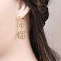 Серьги-подвески из латуни в стиле бохо с прозрачными кубическими цирконами, тканая паутина