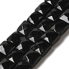 Natural Black Tourmaline Beads Strands, Faceted, Square
