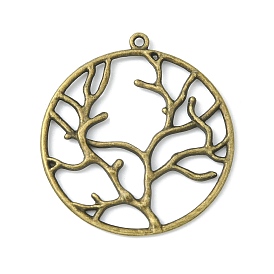 Alloy Metal Tree of Life Pendants, Cadmium Free & Lead Free, 44x40x2mm, Hole: 2mm