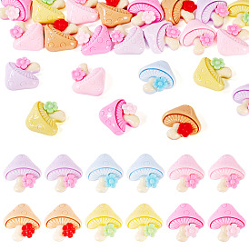 30 шт. Кабошоны из непрозрачной смолы, гриб с цветком