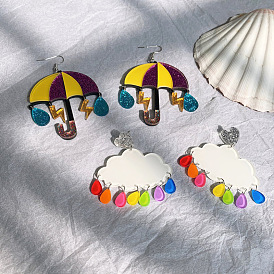 Exaggerated earring design sense umbrella cloud lightning water drop earrings s925 silver needle female