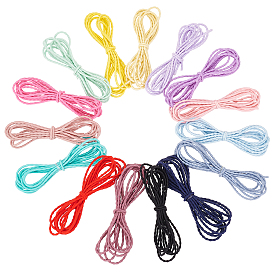 BENECREAT 15Strands 15 Colors Nylon Elastic Cords, for DIY Hair Accessories, Round