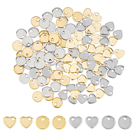 120 шт. 2 стили 2 цвета 201 штампованные из нержавеющей стали пустые бирки подвески, плоско-круглые