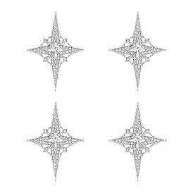 4Pcs Alloy Rhinestone Lapel Pins for Backpack Clothes, Star