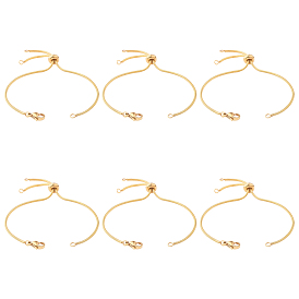 SUNNYCLUE 6Pcs Brass Slider Bracelets Makings, with Box Chains and Lobster Claw Clasps