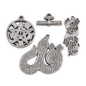 Винтажные 304 подвески из нержавеющей стали с рельефным рисунком, подвески в виде звездочек и палочек для карт, античное серебро