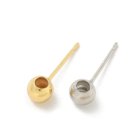 Brass Stud Earring Findings, Round