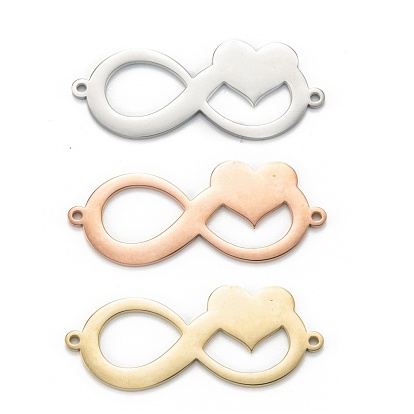 304 Stainless Steel Links Connectors, Infinity with Heart