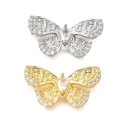 Звенья из латуни с прозрачным кубическим цирконием, без кадмия, без никеля и без свинца, бабочка