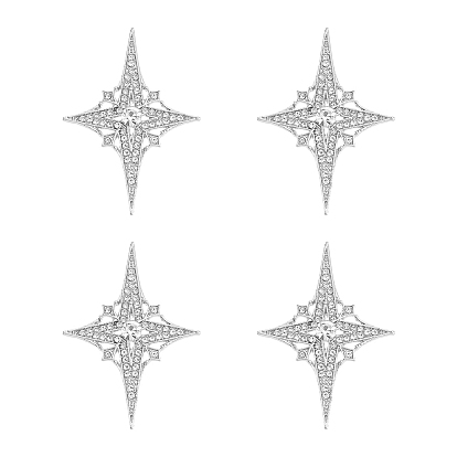 4Pcs Alloy Rhinestone Lapel Pins for Backpack Clothes, Star