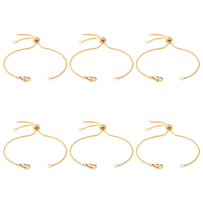 SUNNYCLUE 6Pcs Brass Slider Bracelets Makings, with Box Chains and Lobster Claw Clasps