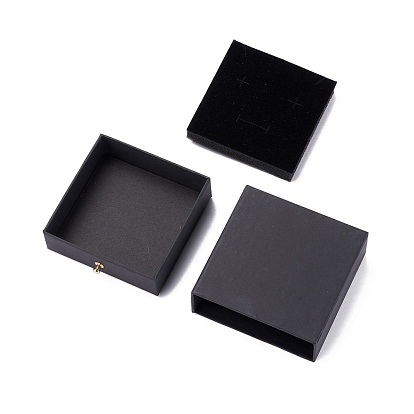 Square Paper Drawer Jewelry Set Box, with Brass Rivet, for Earring, Ring and Necklace Gifts Packaging
