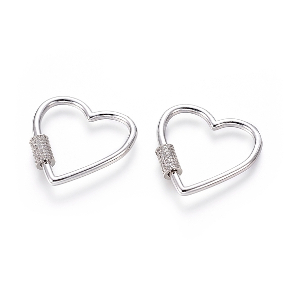 Латунные микропаве, кубический цирконий, винт, карабин, подвески с замком, для изготовления ожерелий, сердце