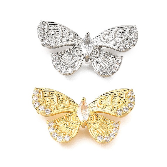 Звенья из латуни с прозрачным кубическим цирконием, без кадмия, без никеля и без свинца, бабочка