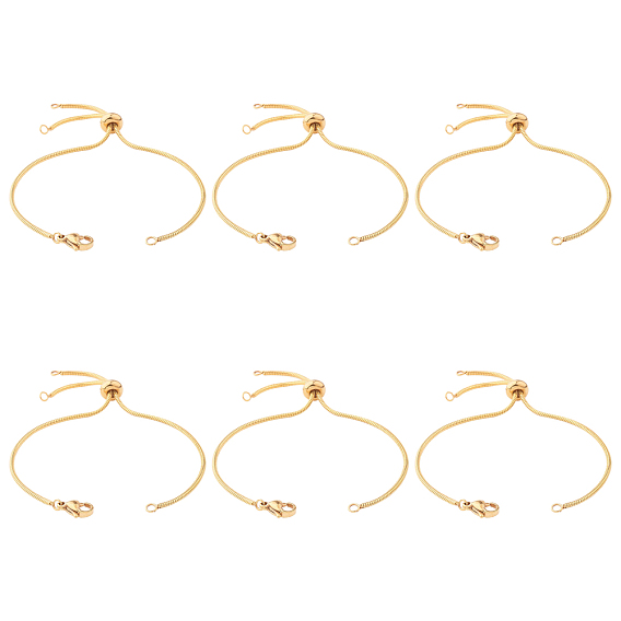 SUNNYCLUE 6Pcs Brass Slider Bracelets Makings, with Box Chains and Lobster Claw Clasps