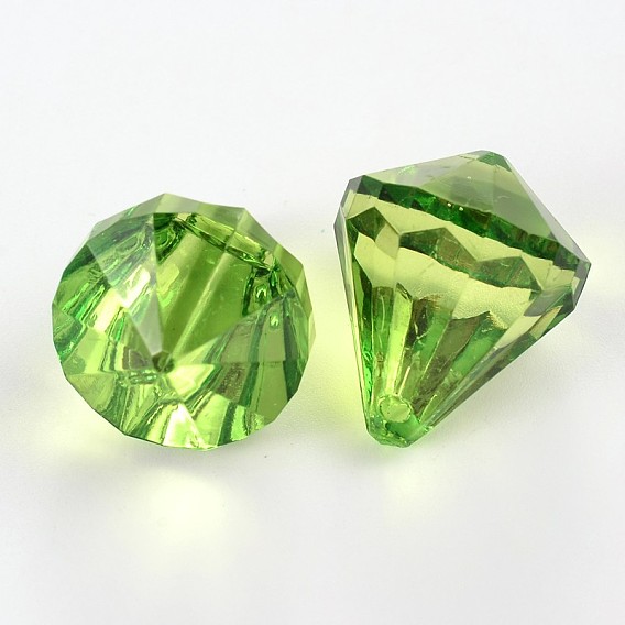 Граненый алмаз прозрачного акрила подвески, 15x16 мм, Отверстие : 1 мм , около 260 шт / 500 г