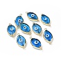 Handmade Horse Eye Evil Eye Lampwork Links Connectors, with Golden Tone Brass Finding, Long-Lasting Plated, Cadmium Free & Lead Free
