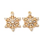 Brass Micro Pave Clear Cubic Zirconia Pendants, Cadmium Free & Nickel Free & Lead Free, Snowflake