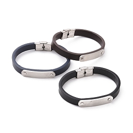 Bracelet cordon microfibre, 201 bracelet punk à maillons ovales en acier inoxydable pour hommes femmes