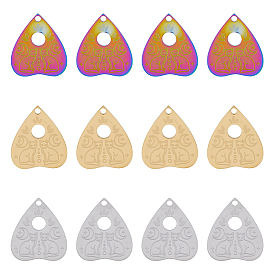 12 шт. 3 цветное ионное покрытие (ip) 304 подвески из нержавеющей стали, сердце с кошачьими подвесками