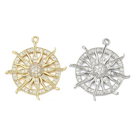 Латунные микропаве прозрачные подвески с фианитом, солнечные чары, без кадмия и без свинца, долговечный, стойки покрытие