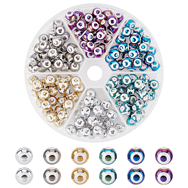NBEADS Electroplate Glass Beads, Round with Evil Eye Pattern