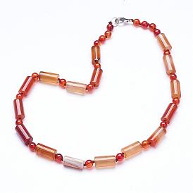 Gemstone Beaded Necklaces, with Brass Lobster Claw Clasps