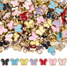 140 шт. 7 цветные кнопки из сплава эмали, 1-луночное, бабочка