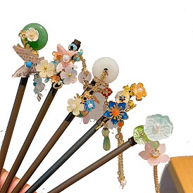 Стеклянные палочки для волос, аксессуары для волос для женщин и девочек, цветок