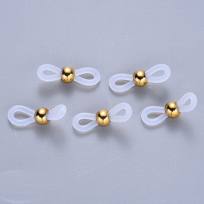 Silicone Eyeglass Holders, Glasses Rubber Loop Ends, with 304 Stainless Steel Findings