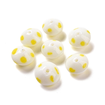 Handmade Lampwork Beads, Rondelle with Polka Dots Pattern