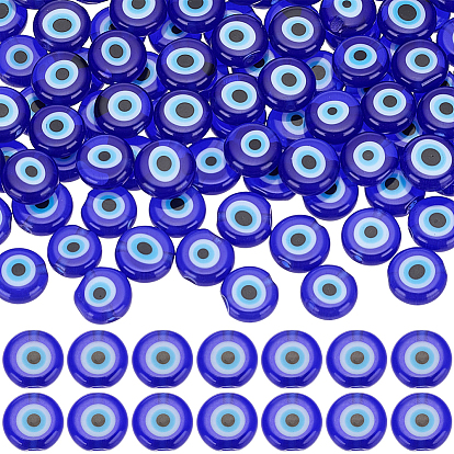 100 бусины лэмпворк ручной работы от сглаза, плоско-круглые