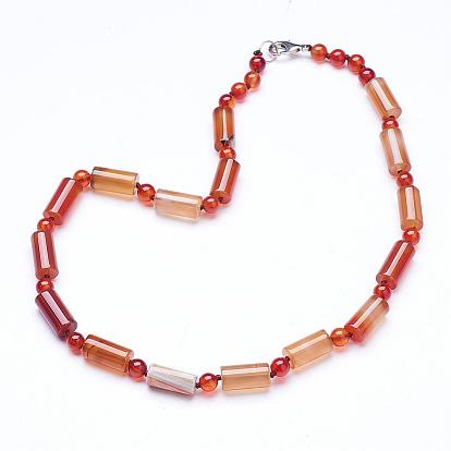 Gemstone Beaded Necklaces, with Brass Lobster Claw Clasps