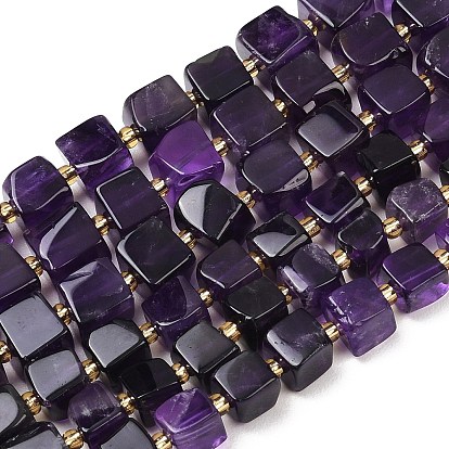 Природный аметист нитей бисера, кубические, с бисером