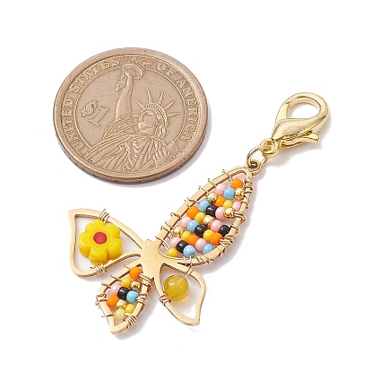 Décorations pendentif en perles de verre, avec 201 pendentifs en acier inoxydable et fermoirs mousquetons en alliage de zinc