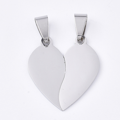 201 inoxydable pendentifs fendus en acier, pour les amoureux, coeur avec le coeur