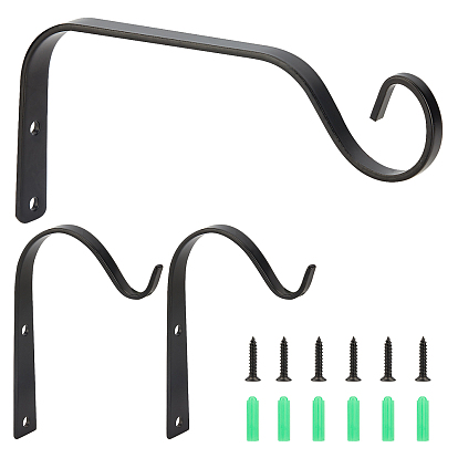  Iron Wall Hanging Bracket Plant Hooks, with Iron Screws & Plastic Anchor Screws, for Garden, Bird Feeders, Planters, Lanterns, Wind Chimes