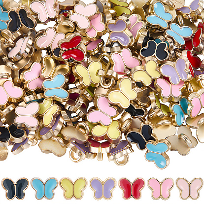 140 шт. 7 цветные кнопки из сплава эмали, 1-луночное, бабочка