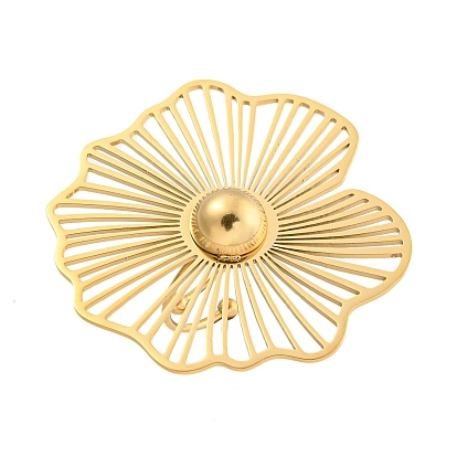 304 anillo de puño abierto de acero inoxidable para mujer, flor