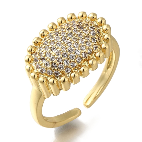 Покрытие стойки овальные латунные прозрачные кольца с фианитом открытые манжеты, без кадмия и без свинца, долговечный, для женщин