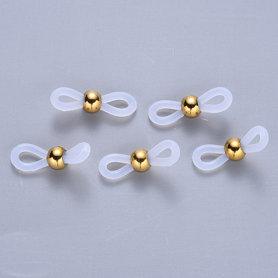 Silicone Eyeglass Holders, Glasses Rubber Loop Ends, with 304 Stainless Steel Findings