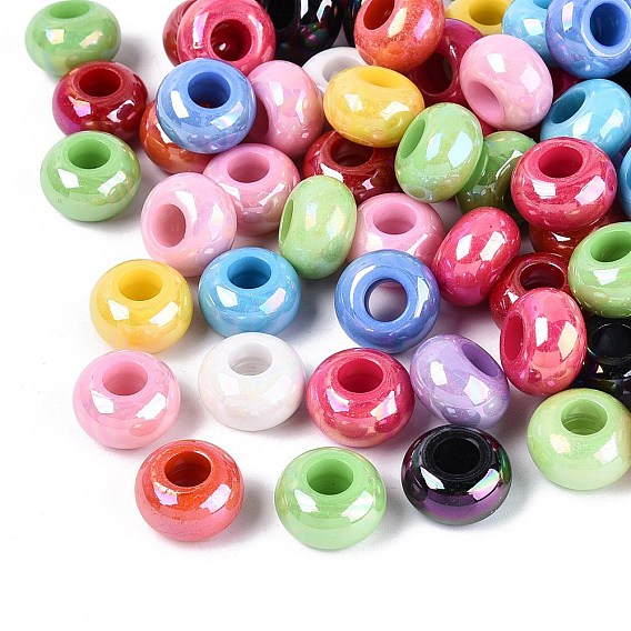АБ-покрытие, непрозрачный акрил, европейские бусины, рондель, большое отверстие шарик