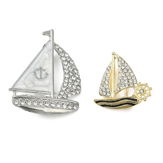 Сплавные эмалевые броши, бусины со стразами , лодка