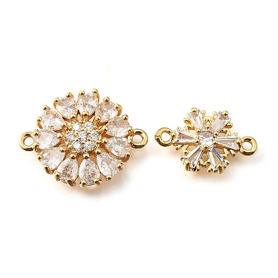 Латунные прозрачные подвески из кубического циркония, реальный 18 k позолоченный, цветок снежинка