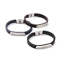 Microfiber Cord Bracelet, 201 Stainless Steel Oval Link Punk Wristband for Men Women