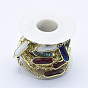 Handmade Glass Beaded Chains, Soldered, with Spool, Brass Findings, Oval, Colorful