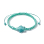 4Pcs 4 Color Porcelain Tortoise Braided Bead Bracelets Set, Nylon Adjustable Stackable Bracelets